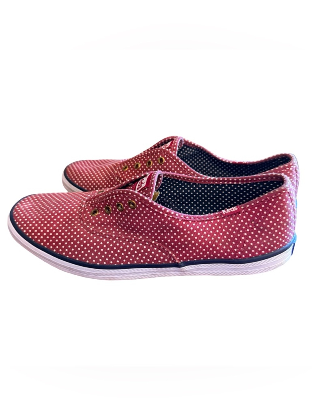 Keds Champion Red Polka Dot Slip-On Sneakers Women’s Size 9 Canvas - Picture 2 of 13